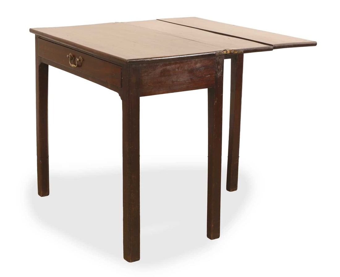 A George III fold-over card table, late 18th century, - 2