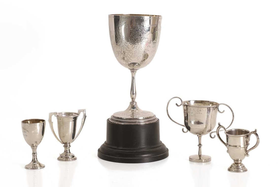A group of silver trophy cups, (1 of 2)