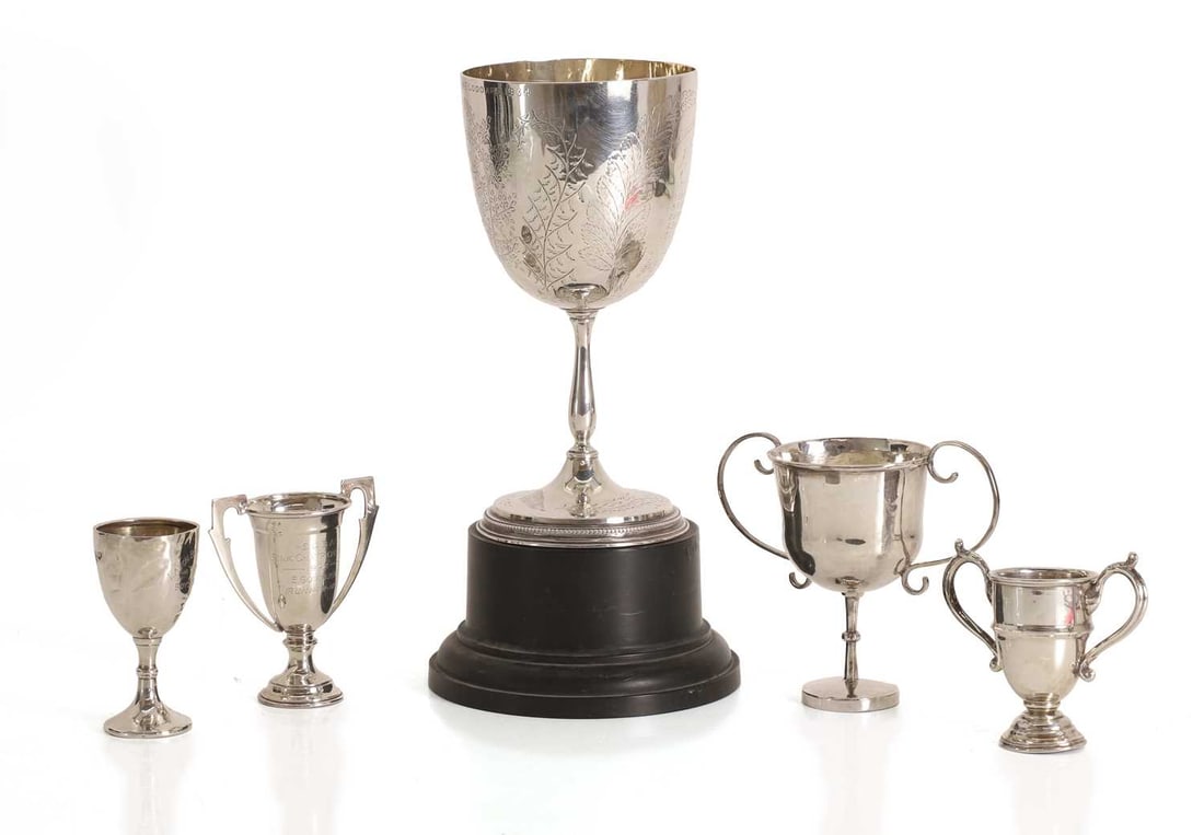 A group of silver trophy cups, - 2