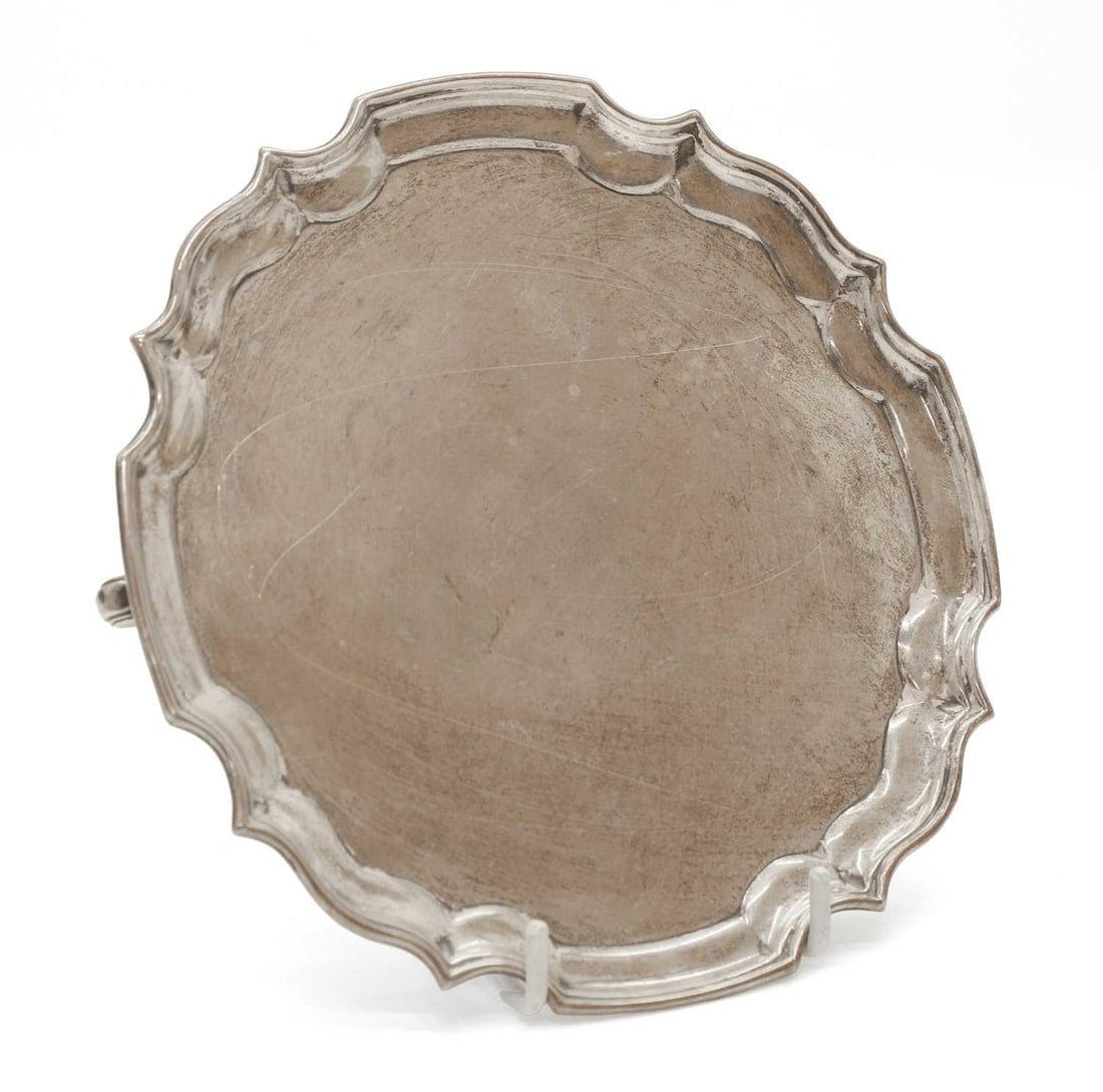 A small silver salver, - 2