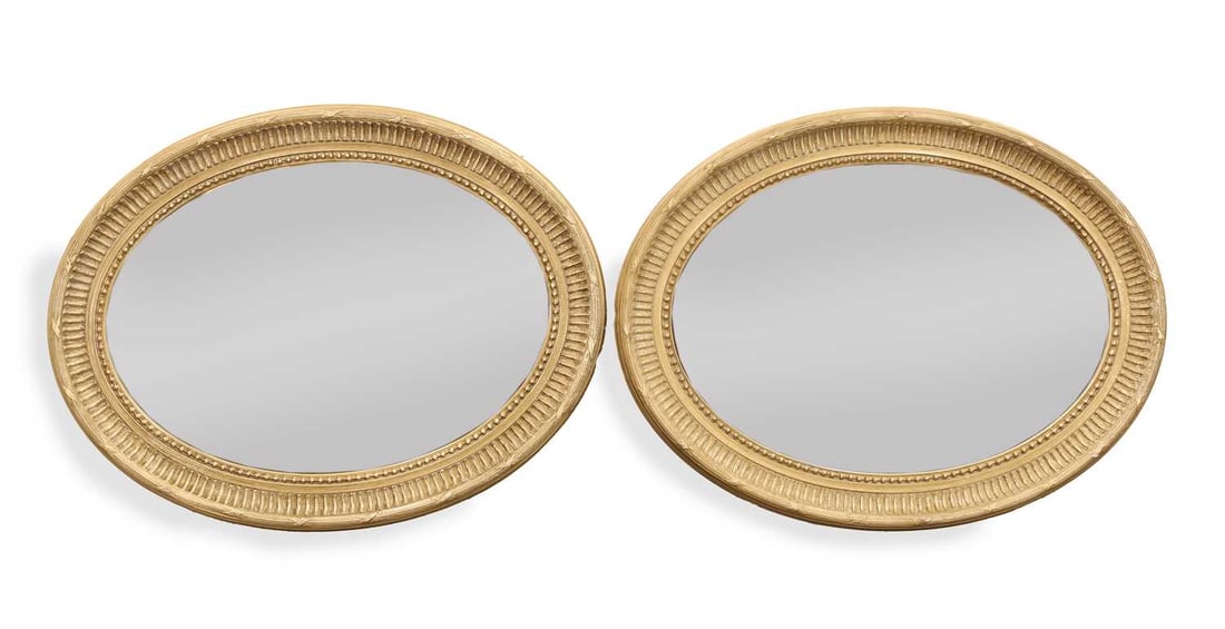 A pair of OKA 'Killarney' oval painted wooden mirrors, of recent manufacture (1 of 1)