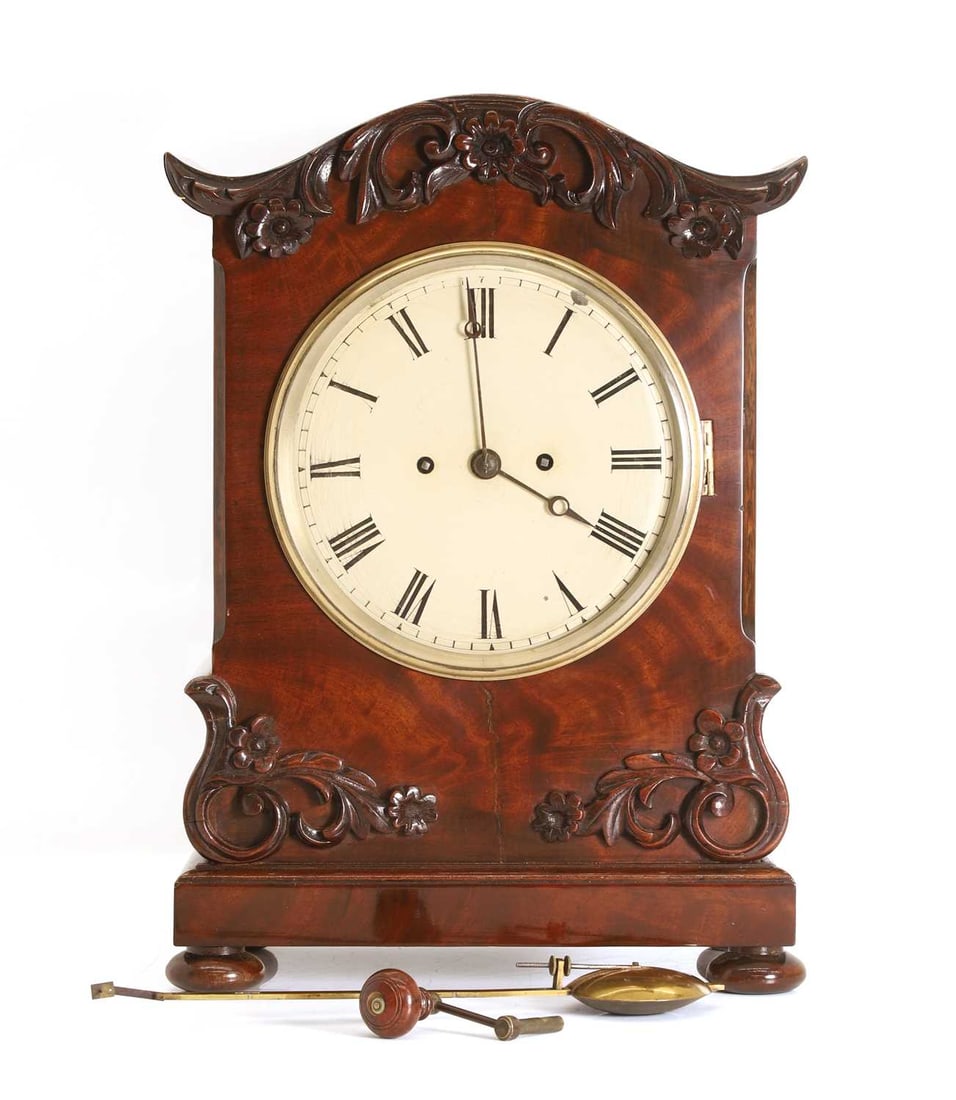 A mahogany bracket clock, mid 19th century, (1 of 2)
