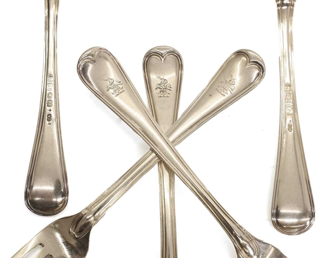 A collection of Old English thread-pattern silver tableware, - 2