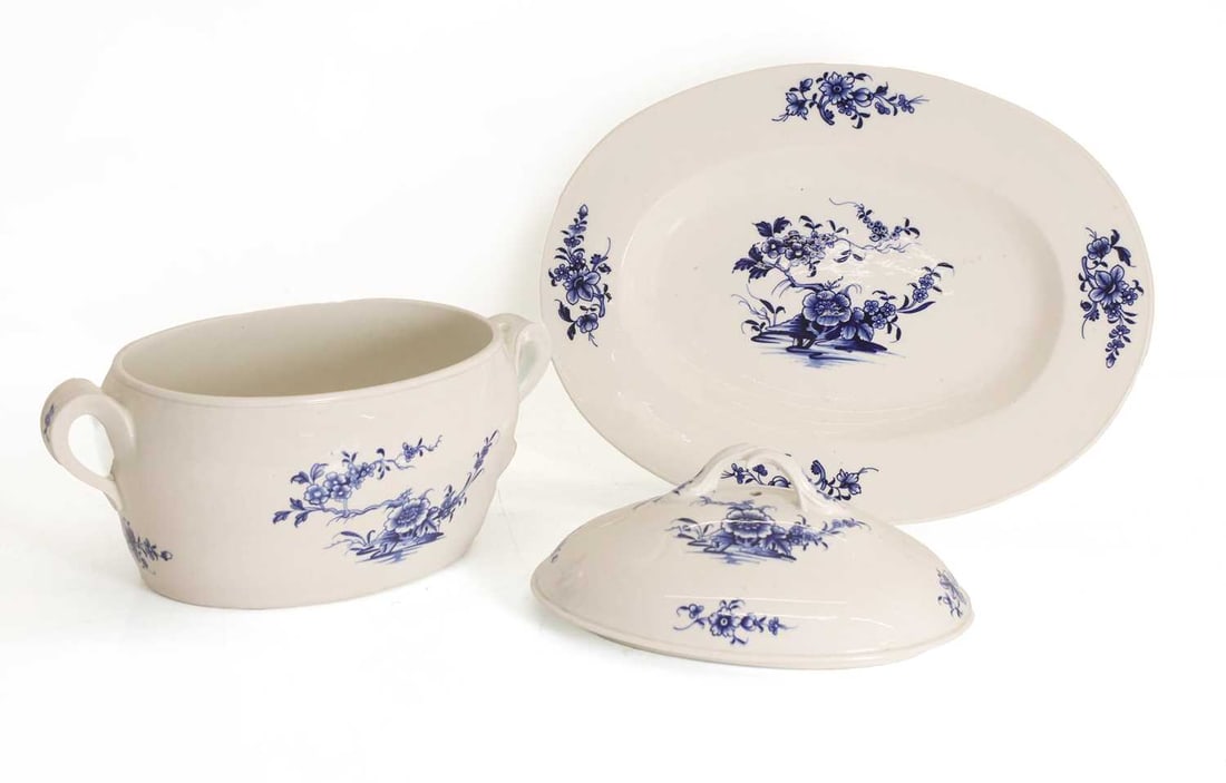 A Tournai lidded tureen dish and stand, - 2