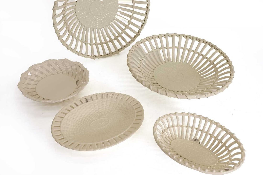 A collection of creamware plates and bowls, 19th century, - 2