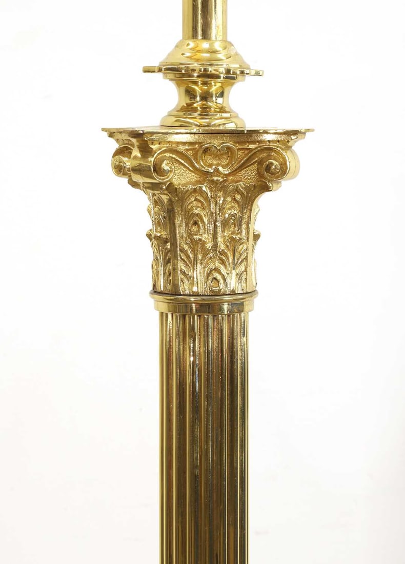 A brass standard lamp, late 19th century, - 2