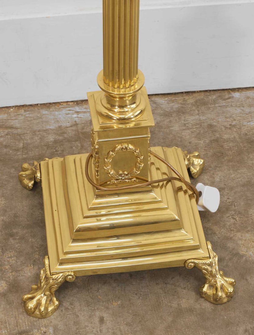 A brass standard lamp, late 19th century, - 3