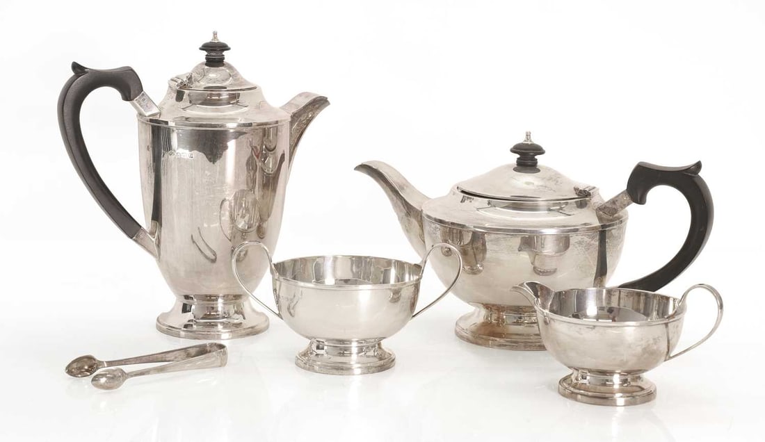 A silver four piece tea service, (1 of 2)
