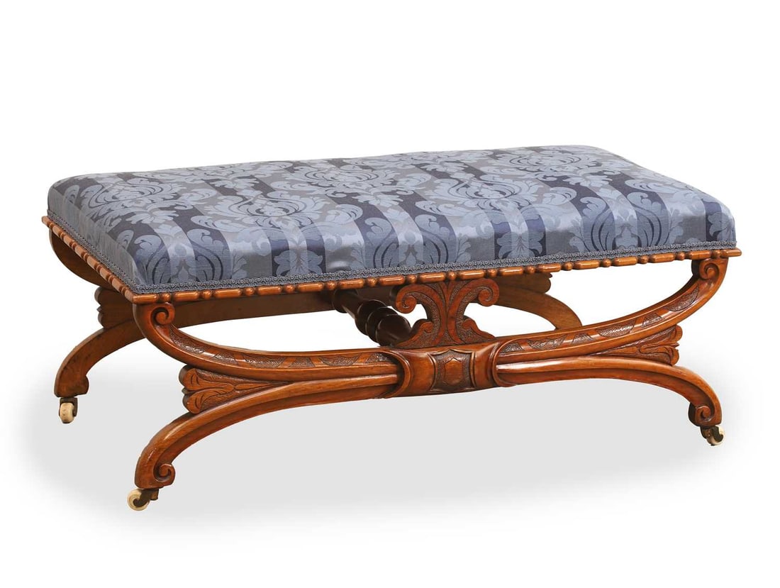 A Victorian walnut stool, late 19th century, (1 of 2)