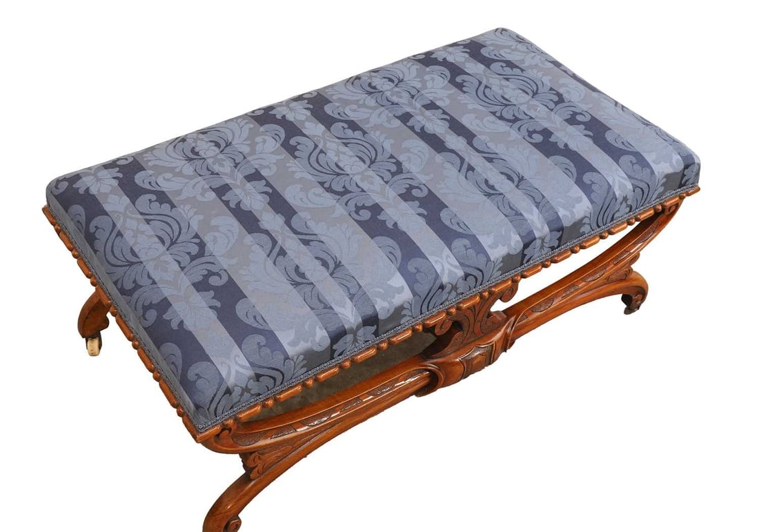 A Victorian walnut stool, late 19th century, - 2