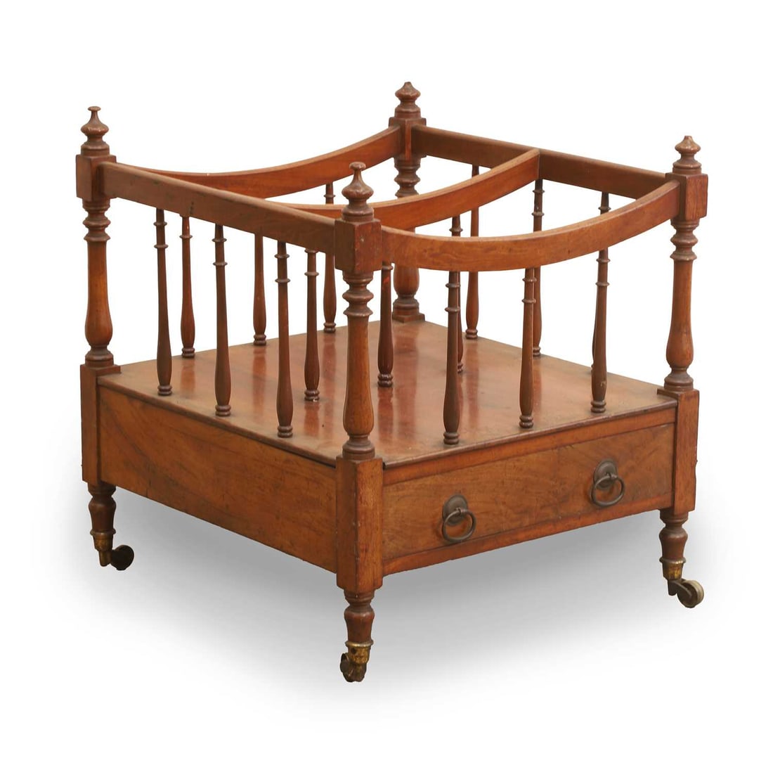 A Regency mahogany two-division canterbury, early 19th century (1 of 2)