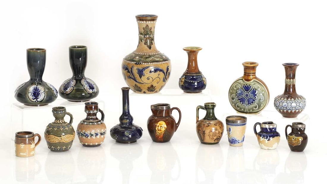 A collection of miniature stoneware items, - 2
