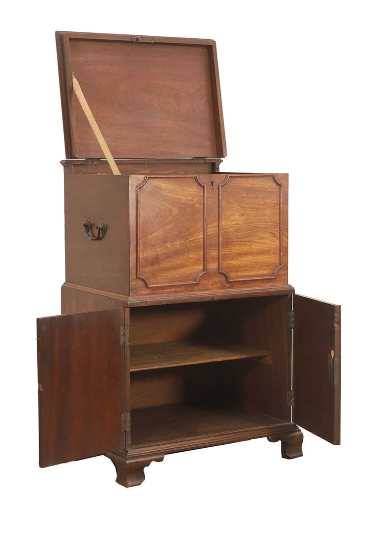 A George III mahogany cellarette on cupboard, early 19th century, - 2