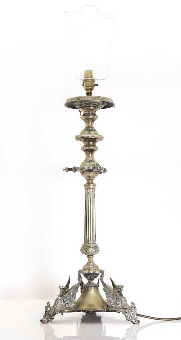 A Victorian Silver plated table lamp, 19th century, (1 of 2)