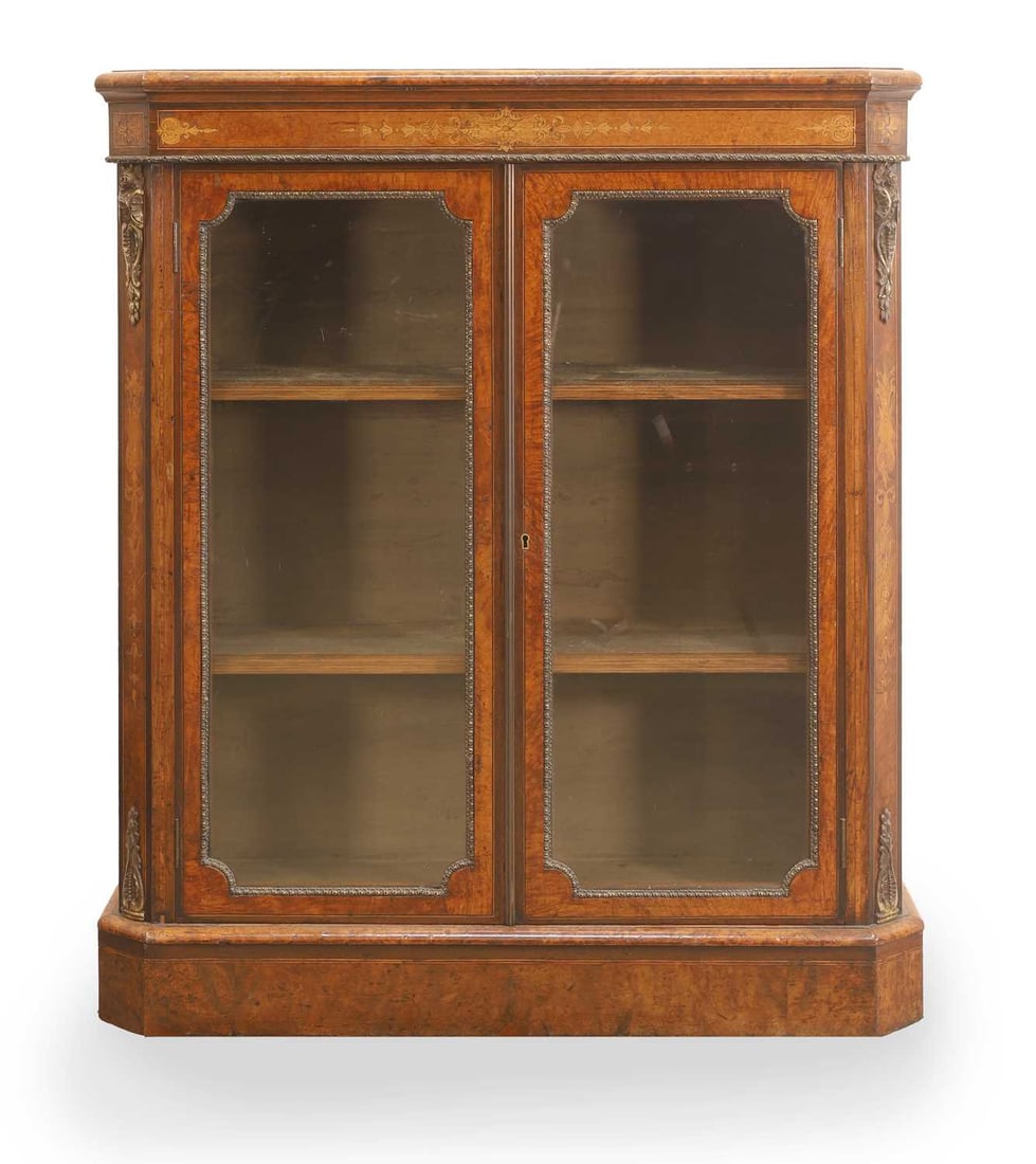 A Victorian walnut inlaid pier cabinet, late 19th century (1 of 2)