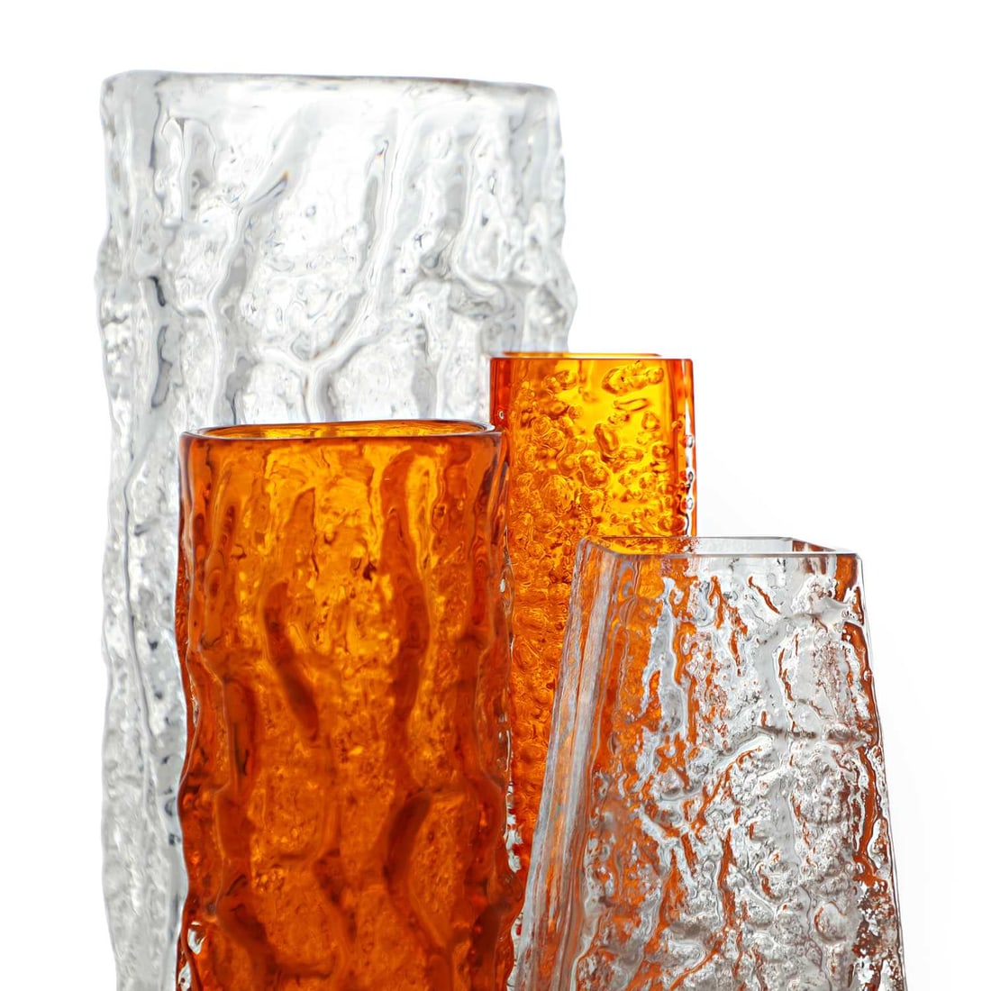 Geoffrey Baxter (British, 1922-1995) for Whitefriars, four 'Textured Range' vases, circa 1970, - 2