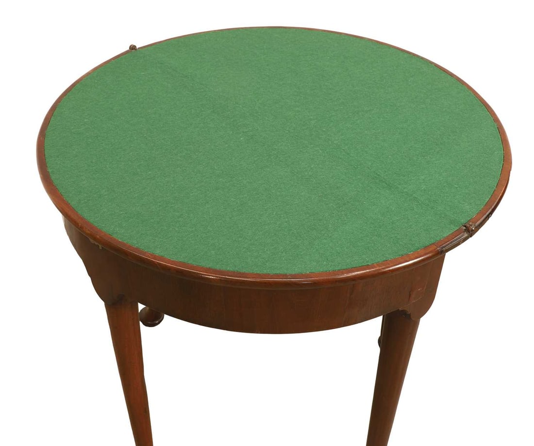 A George II walnut demi-lune card table, - 2
