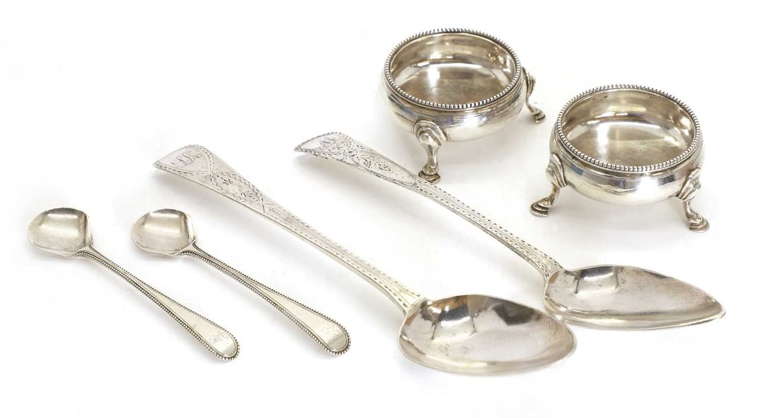 A collection of Georgian silver items, 18th century, (1 of 2)