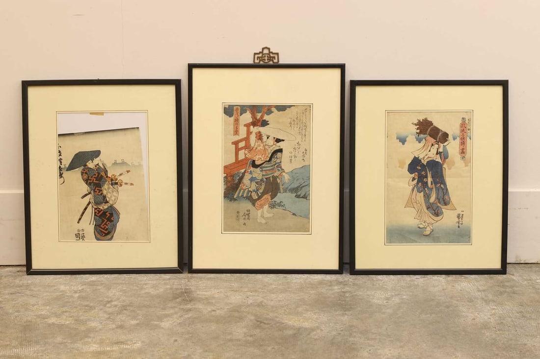 Three Japanese woodblock prints, early 20th century, (1 of 1)