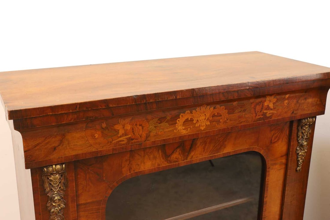 A matched pair of Victorian inlaid walnut pier cabinets, late 19th century, - 2