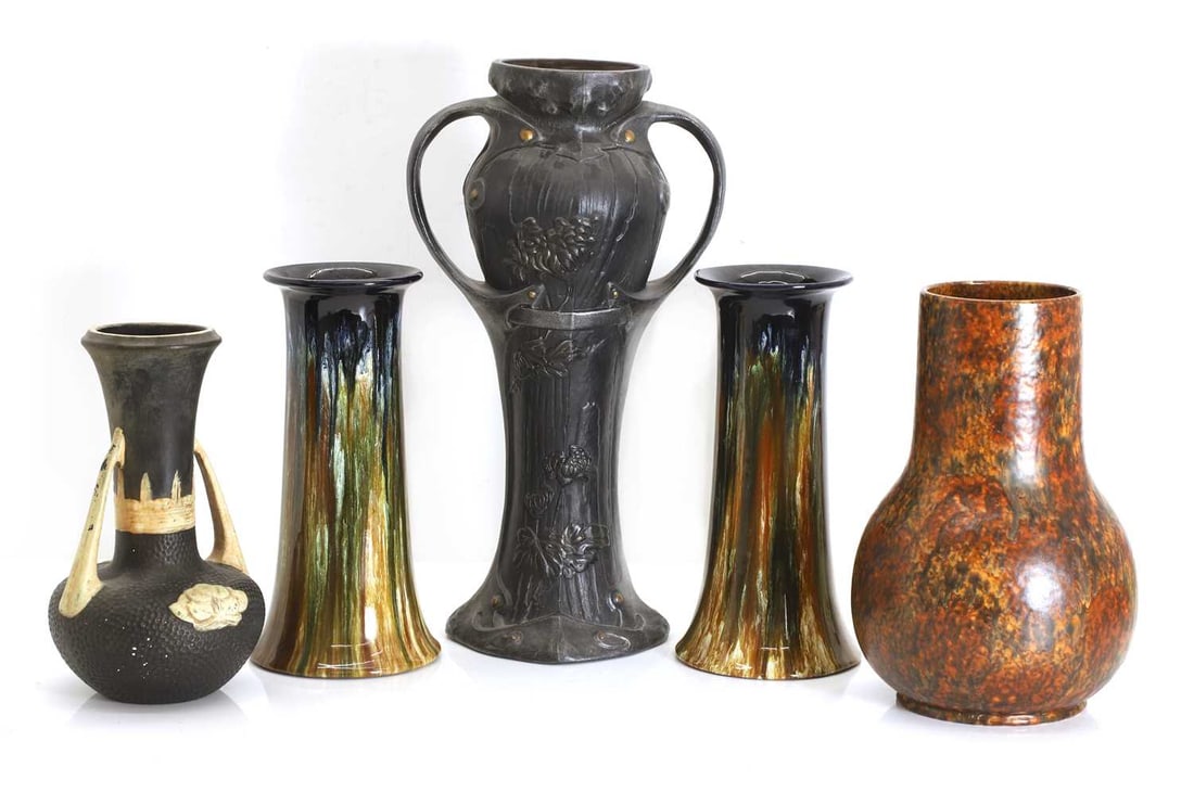 A group of Bretby British art pottery vases, (1 of 2)