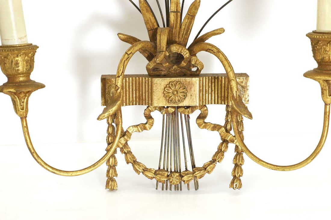 A set of four gilt composition wall lights, mid-20th century, - 2