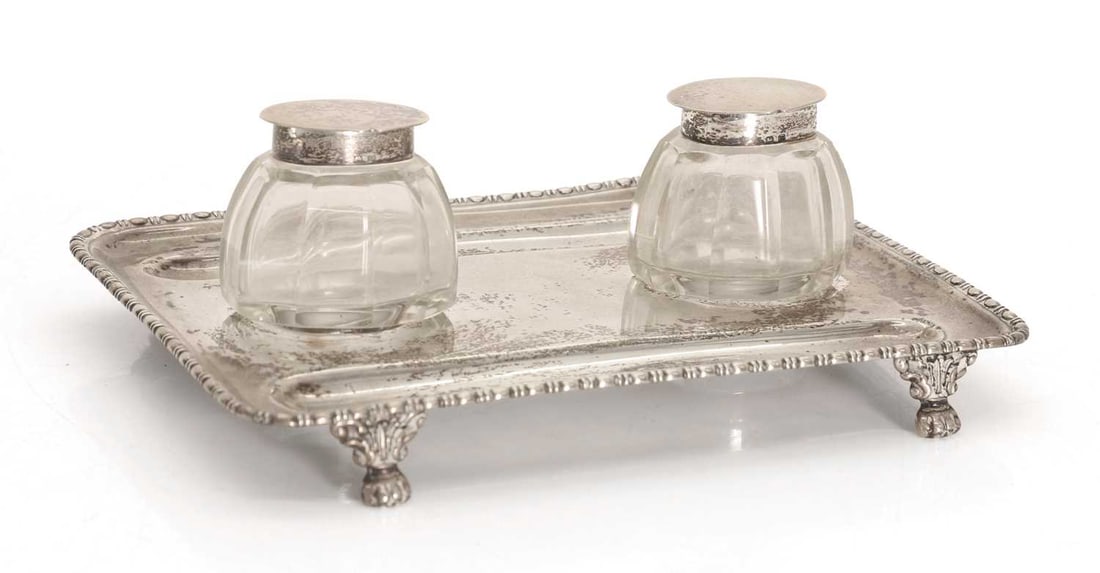 A silver inkstand, (1 of 2)