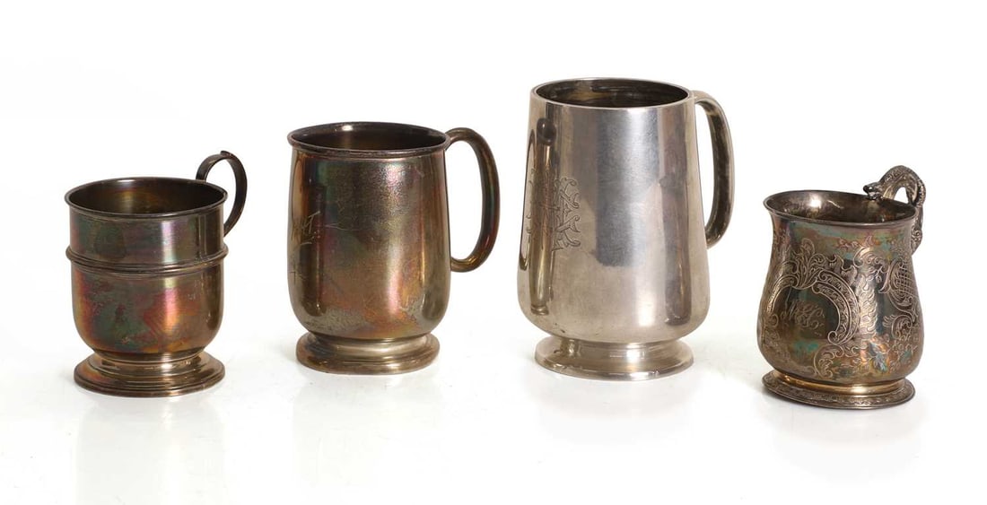 A collection of silver mugs, (1 of 2)