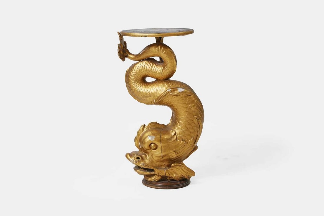 A giltwood side table, probably 18th century and later, (1 of 3)