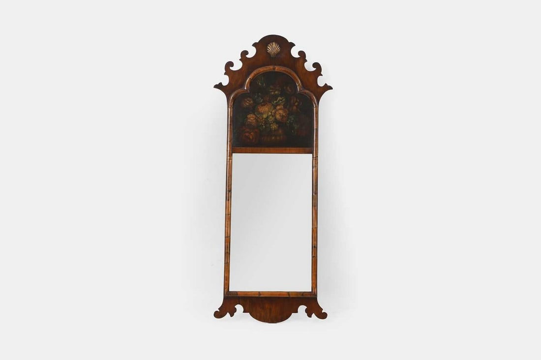 A Queen Anne-style walnut pier mirror, 19th century, (1 of 3)