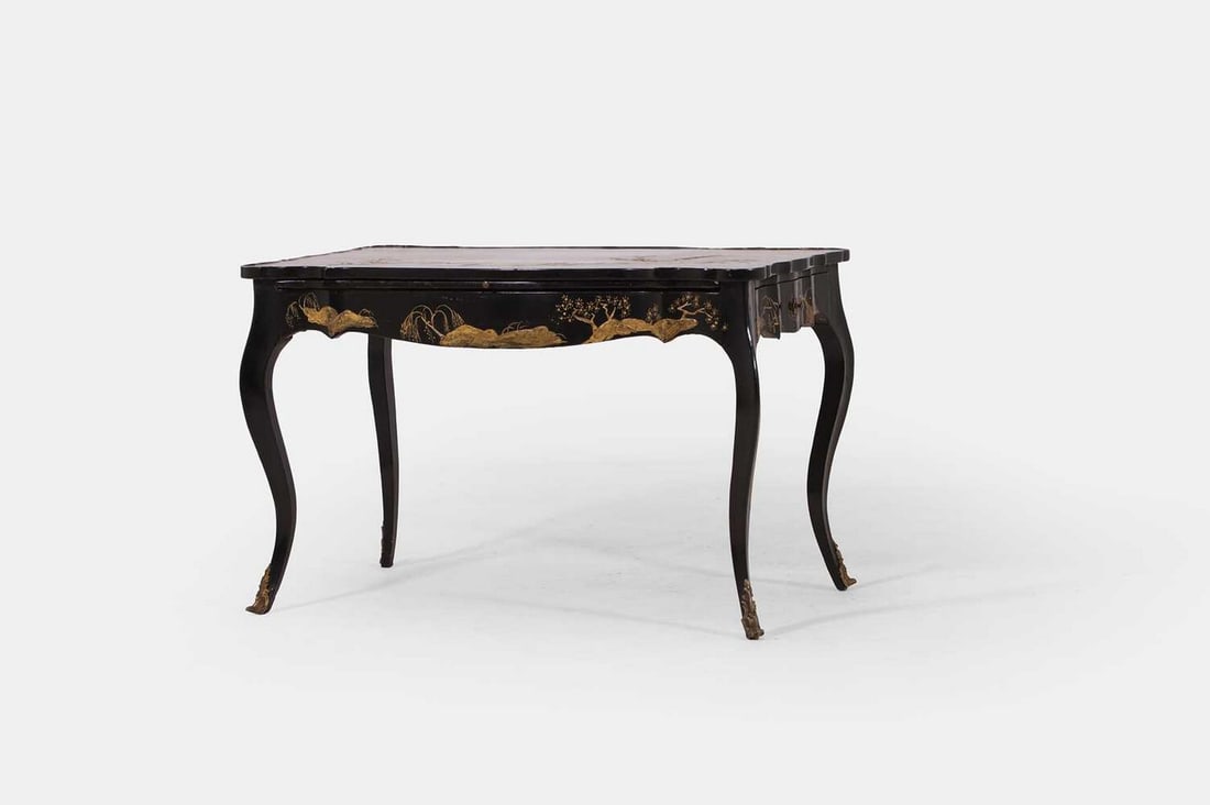 A black and gilt-japanned low table in the Louis XV taste, 20th century, French, (1 of 4)