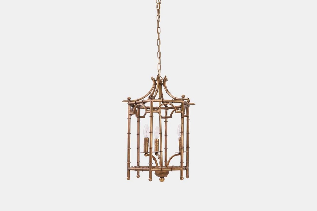 A chinoiserie gilt-metal hall lantern, of recent manufacture, (1 of 2)