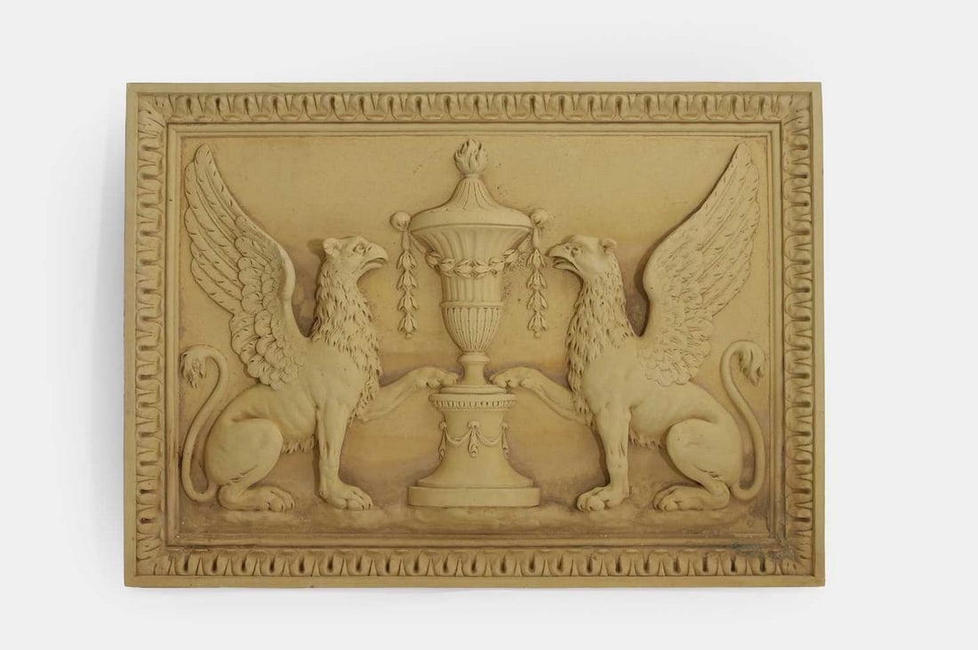 A composite stone relief plaque after Coade, of recent manufacture, (1 of 3)