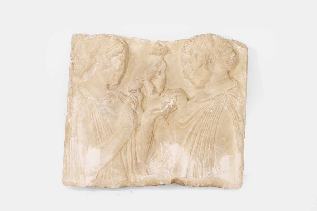 A composite plaster relief panel of 'The Exaltation of the Flower', 20th century, after the antique, (1 of 3)