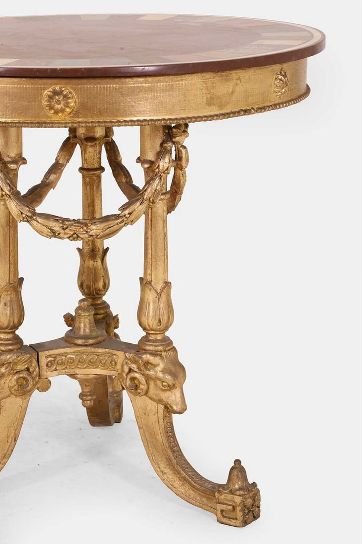 A giltwood specimen occasional table, 19th century and later, (1 of 4)