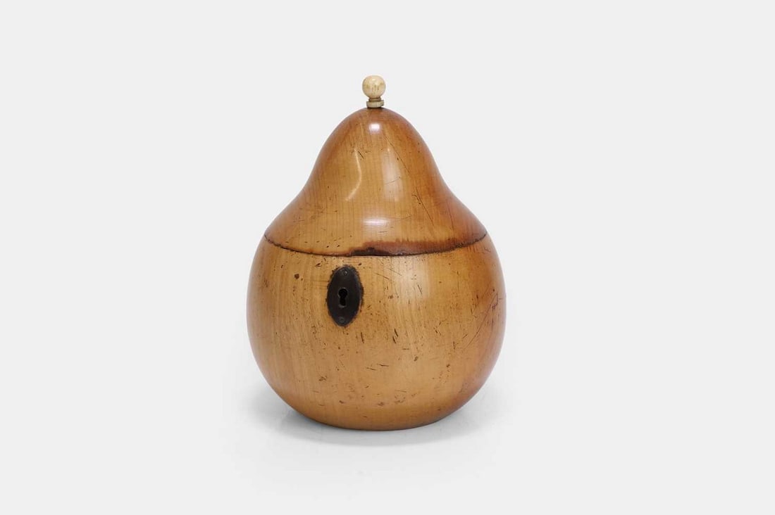 A treen fruitwood tea caddy, late 18th/early 19th century, (1 of 4)