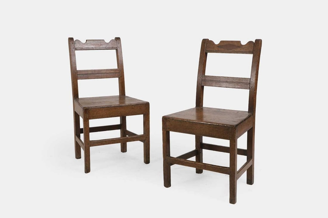 A pair of oak farmhouse side chairs, late 19th/early 20th century, (1 of 4)