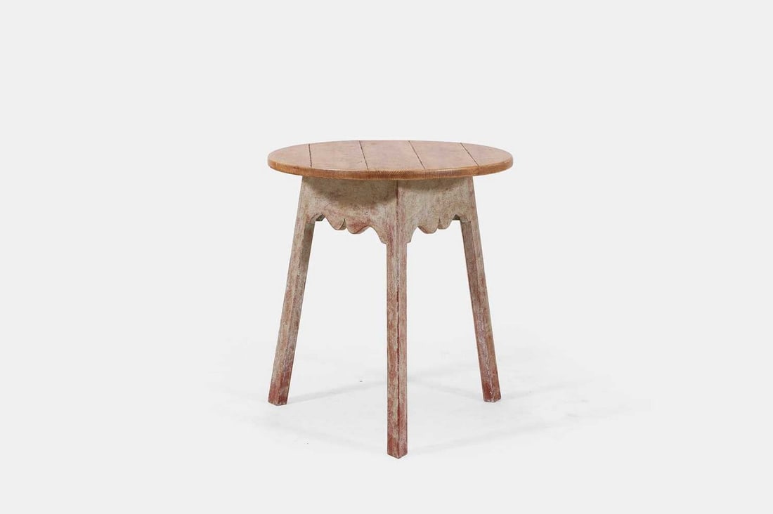 A George III-style painted pine cricket table, of recent manufacture, (1 of 3)