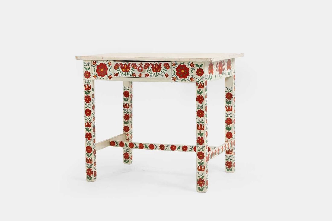 A painted pine side table, 20th century, (1 of 4)