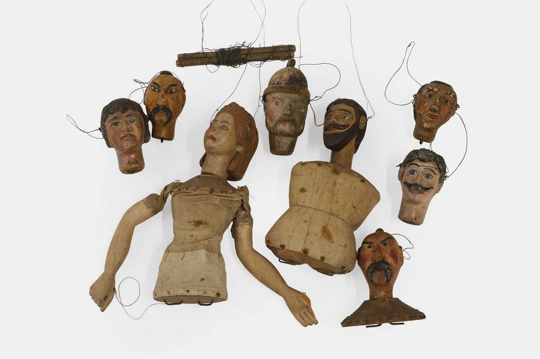 A quantity of Tiller-Clowes family troupe marionettes, 19th century, (1 of 2)