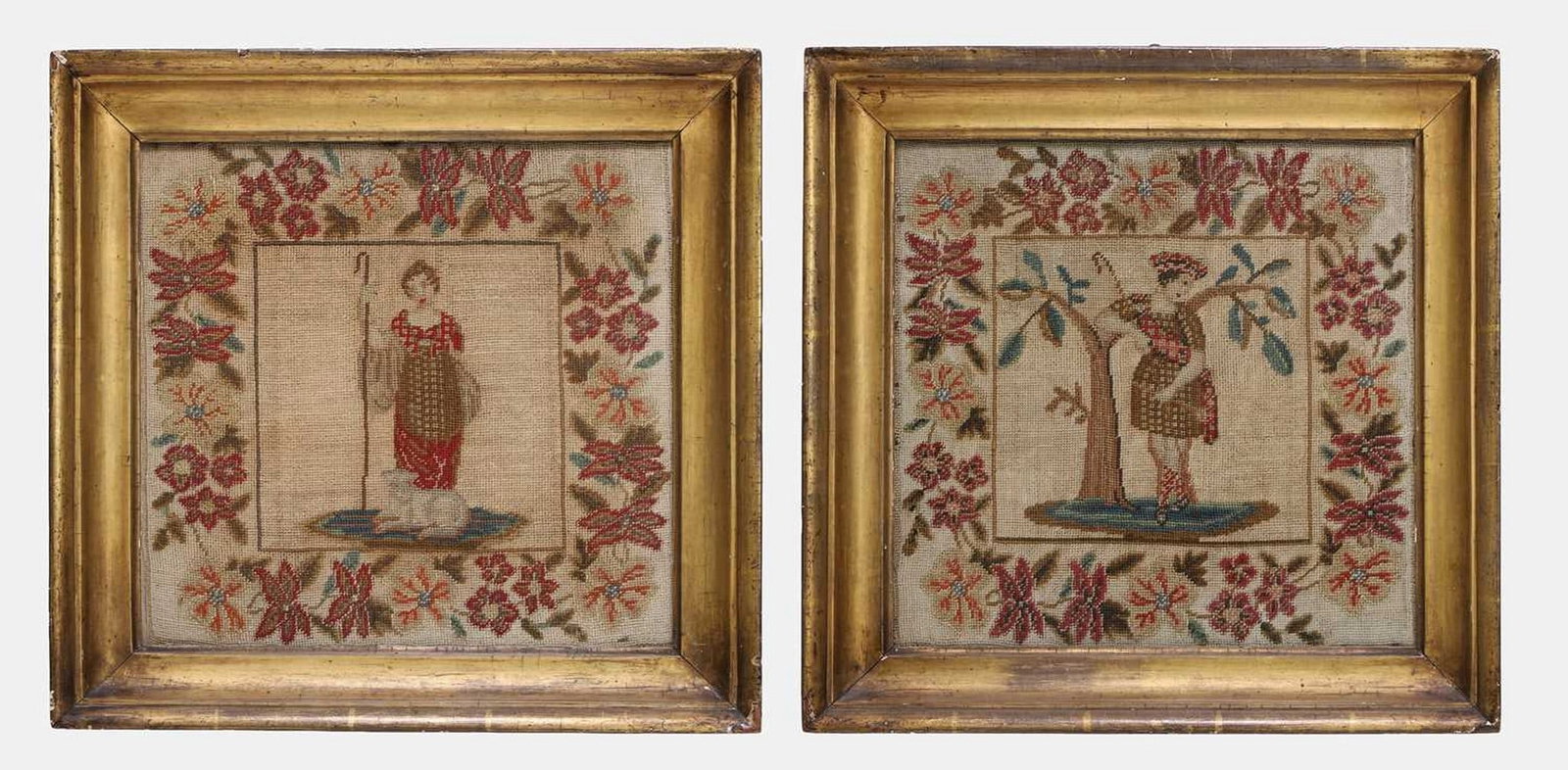 A pair of needlework panels, 19th century, Scottish, (1 of 5)