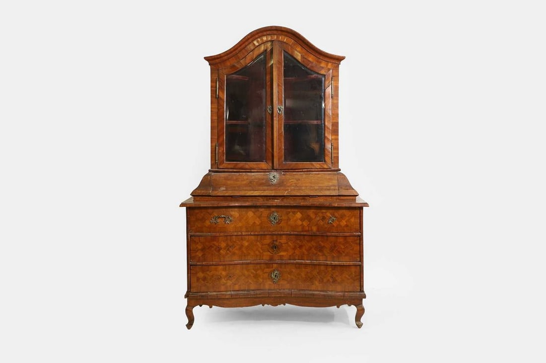 A walnut bureau bookcase, circa 1800, North Italian, (1 of 4)