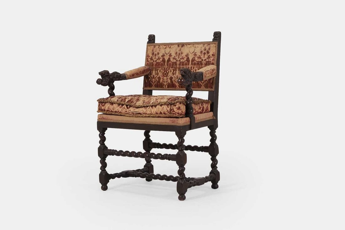 A William and Mary-style walnut armchair, 1930 with mid-17th-century arms, (1 of 3)