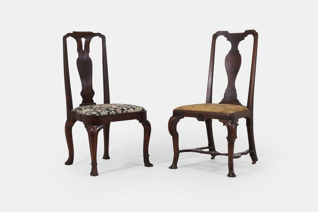 Two George I walnut side chairs, circa 1720, (1 of 3)