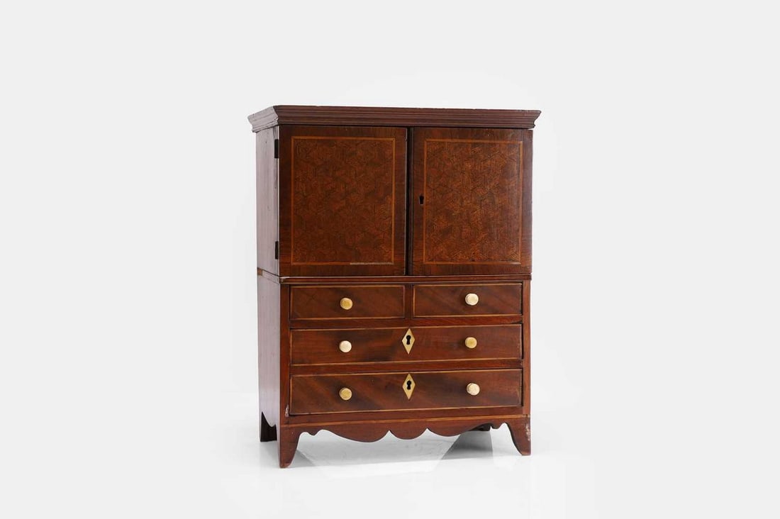 A miniature mahogany cabinet-on-chest, late 19th/early 20th century, (1 of 4)