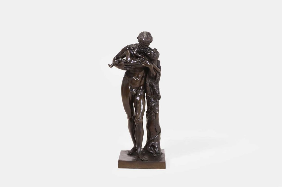 A grand tour patinated bronze sculpture of Silenus and the infant Bacchus, early 20th century, after (1 of 4)