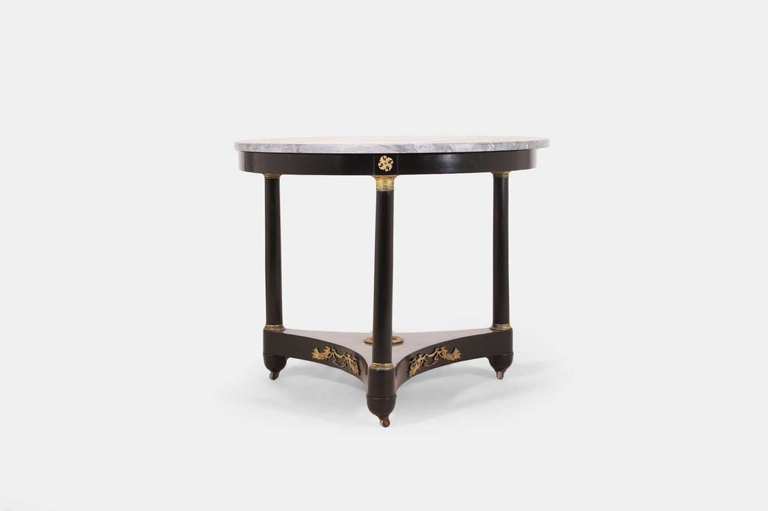 A Empire-style ebonised guéridon, 20th century, French, (1 of 4)