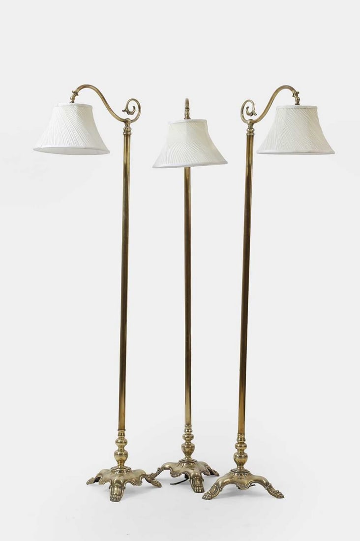 Three gilt-metal standard lamps, late 19th/early 20th century, (1 of 2)