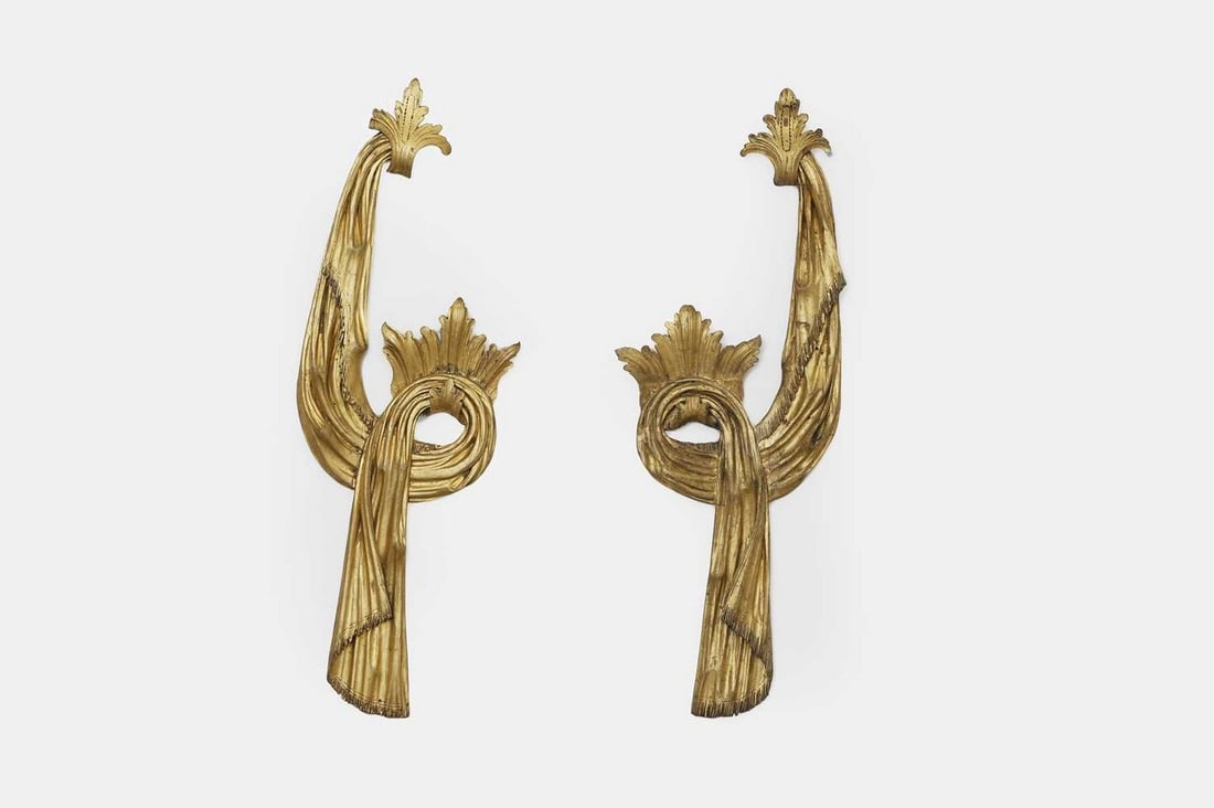 A pair of giltwood wall sconces, 19th century, Continental, (1 of 3)