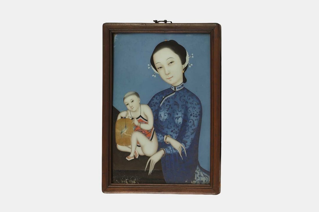 A reverse glass painting, late Qing dynasty, Chinese, (1 of 2)